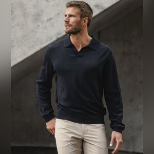 CUTS Riviera Knit Long Sleeve Polo In Black Men’s Medium